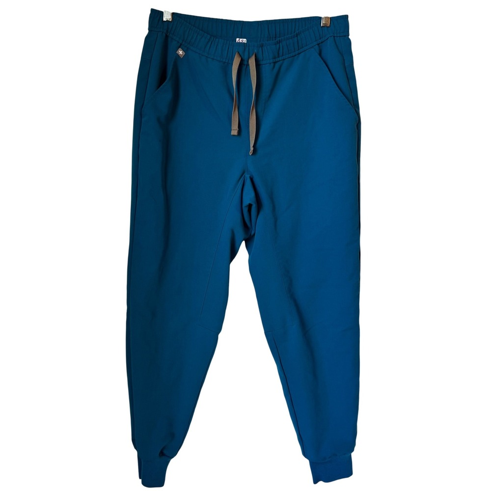 FIGS Jogger Scrub Pants Teal Blue Elastic Waist‎ Drawstring Pockets Size Small